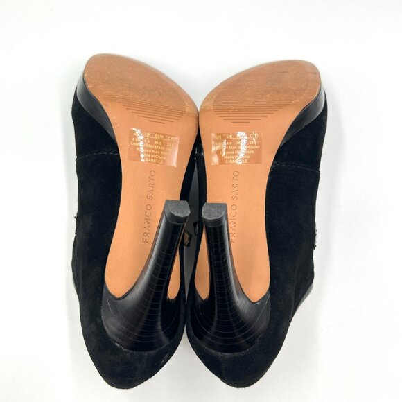 Franco Sarto Sabelle Black Suede Leather Booties Shooties Heels Pumps Shoes - Picture 9 of 14